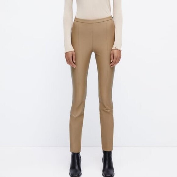 NWT Zara Faux Leather Skinny Women's Pants Leggings with Side Zipper XS - Picture 1 of 4